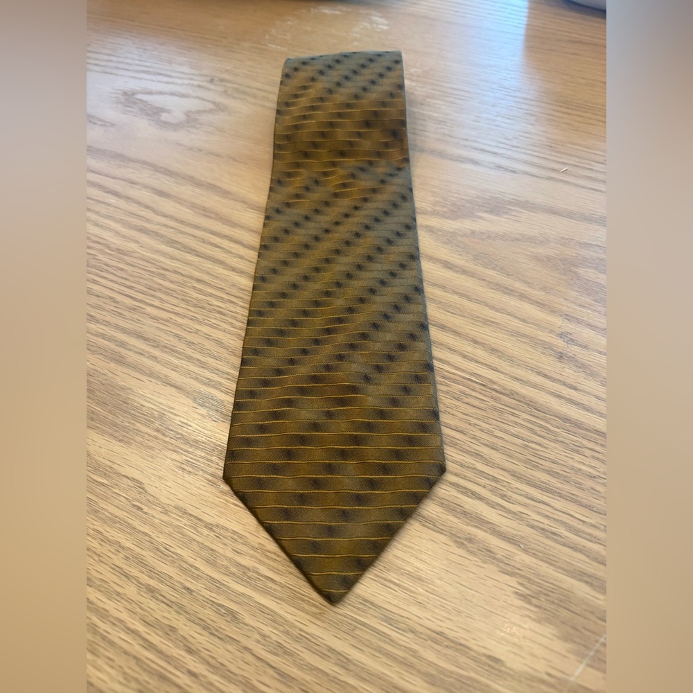 Vintage VILLA BOLGHERI Brown and Gold Silk Tie.